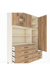 Hyperion Dolap 9 Raflı 6 Çekmeceli 3 Kapaklı 132x44x195 Aytaşı-Çam/Çam