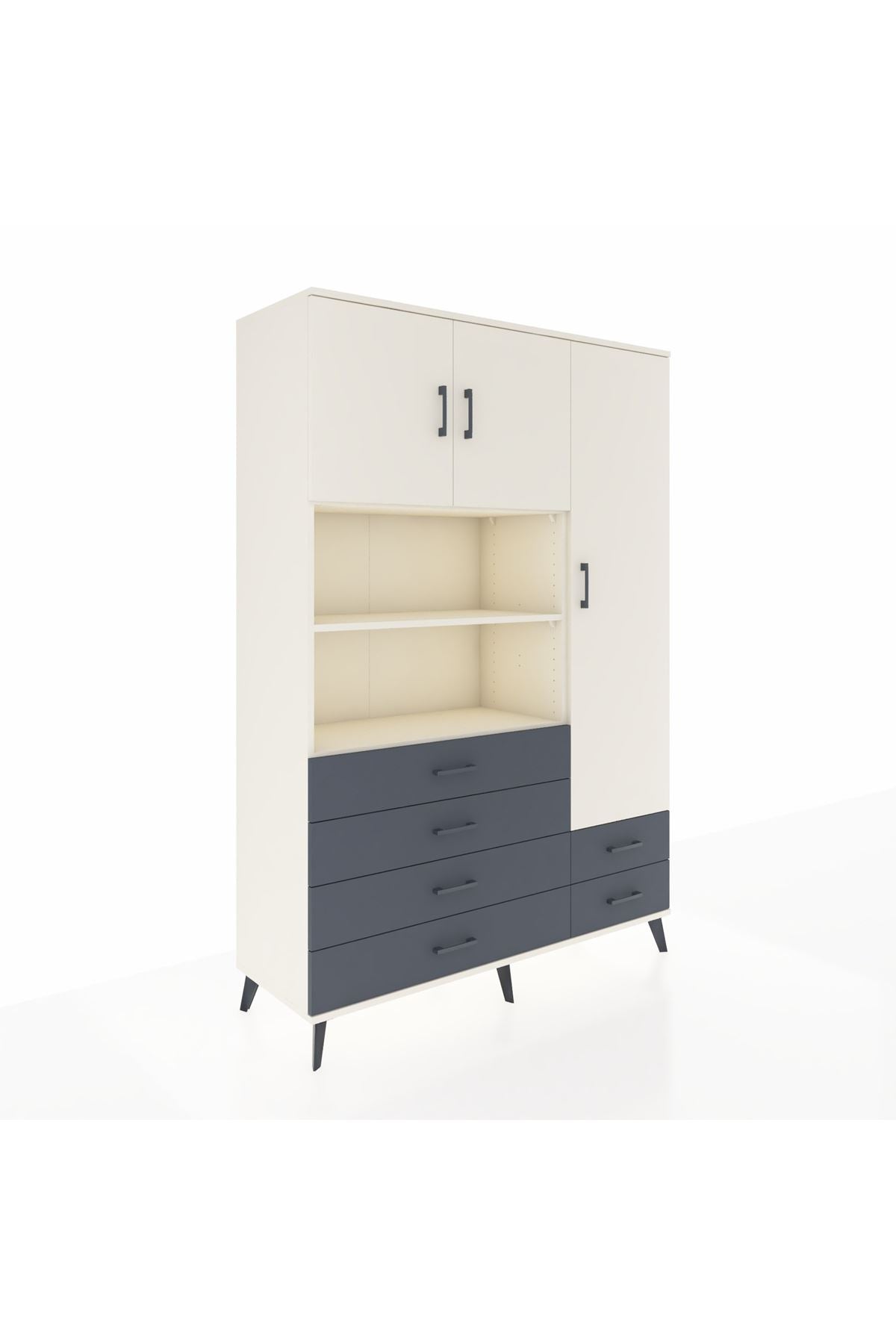 Hyperion Dolap 9 Raflı 6 Çekmeceli 3 Kapaklı 132x44x195 Aytaşı-Aytaşı/Antrasit