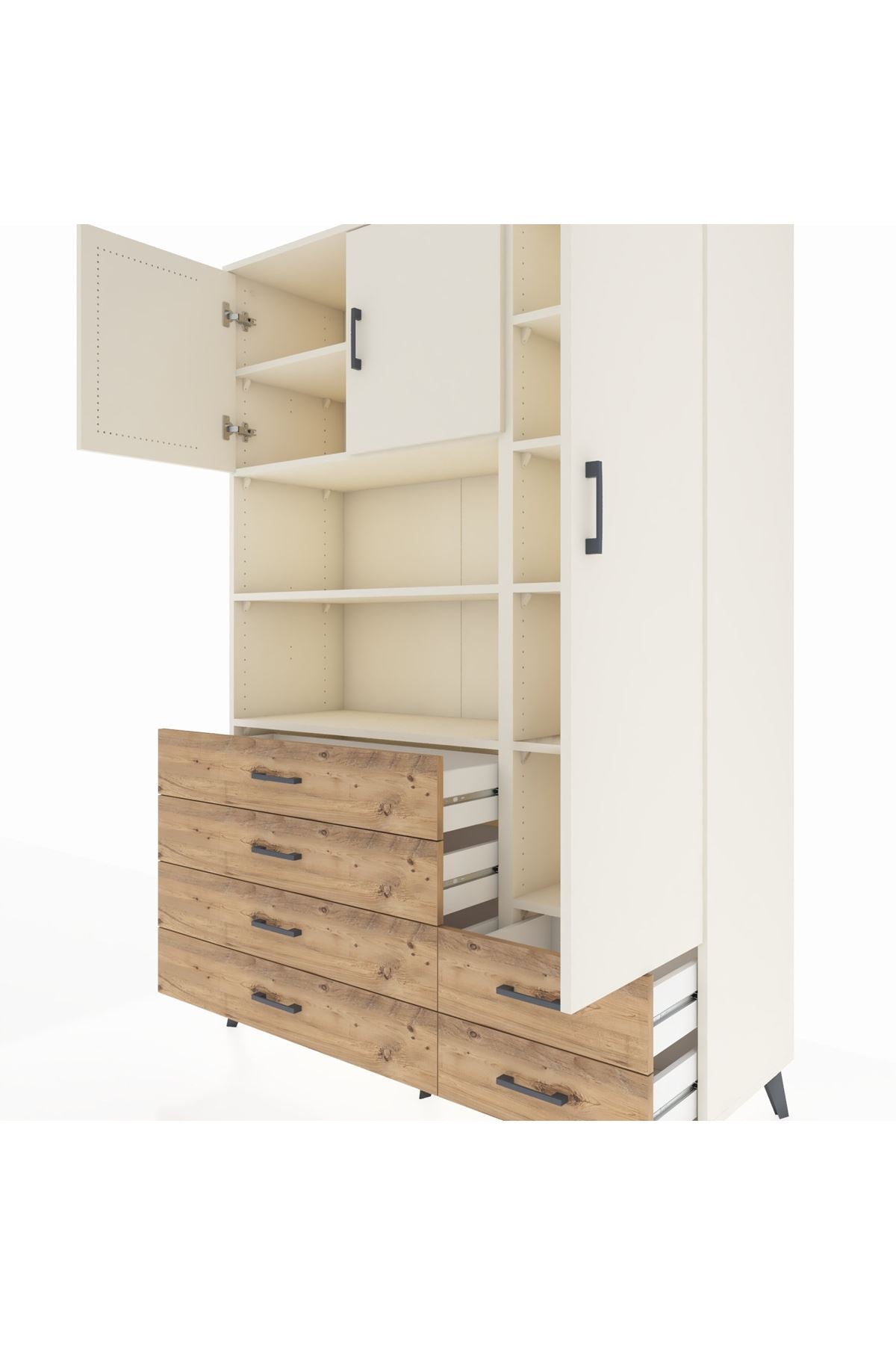 Hyperion Dolap 9 Raflı 6 Çekmeceli 3 Kapaklı 132x44x195 Aytaşı-Aytaşı/Çam