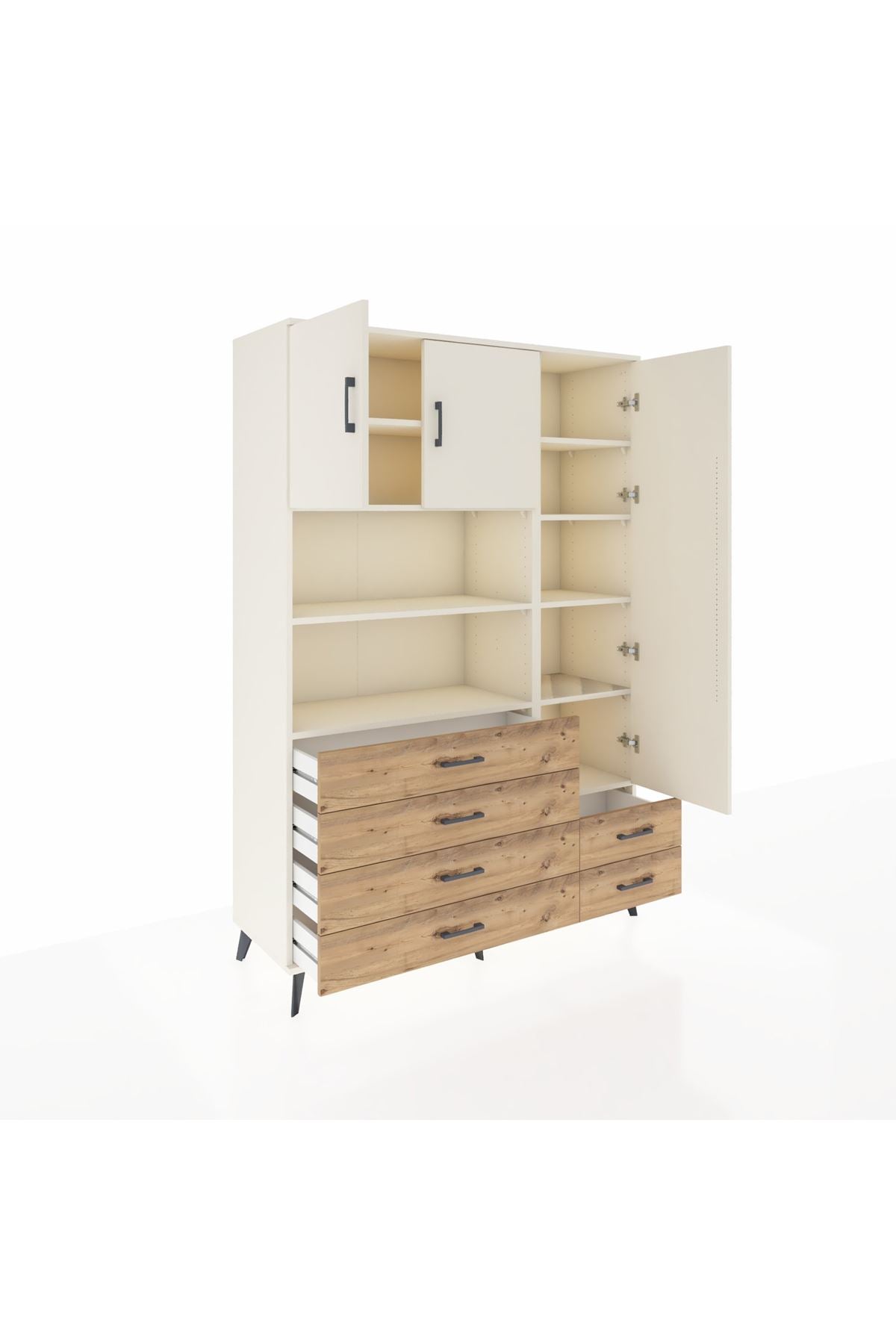 Hyperion Dolap 9 Raflı 6 Çekmeceli 3 Kapaklı 132x44x195 Aytaşı-Aytaşı/Çam