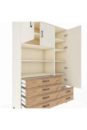 Hyperion Dolap 9 Raflı 6 Çekmeceli 3 Kapaklı 132x44x195 Aytaşı-Aytaşı/Çam