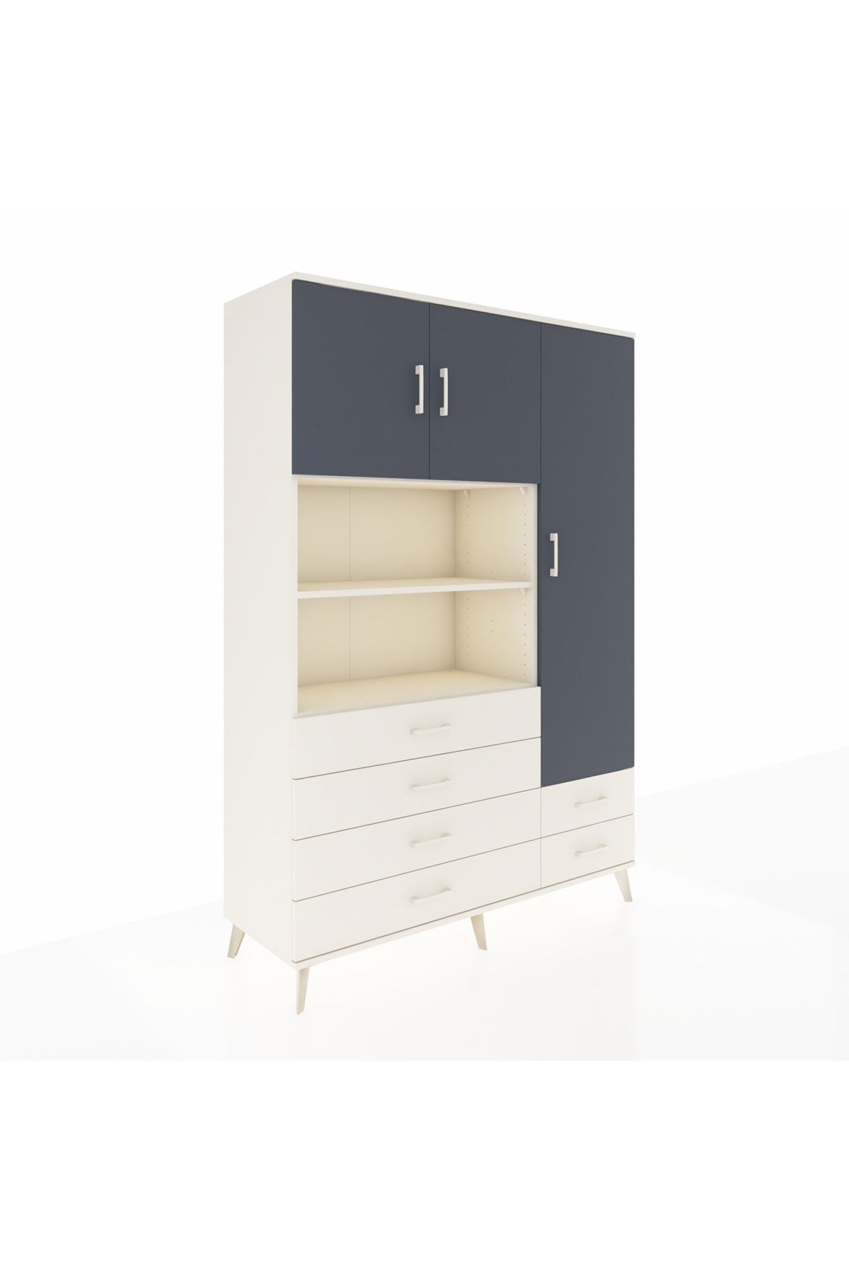 Hyperion Dolap 9 Raflı 6 Çekmeceli 3 Kapaklı 132x44x195 Aytaşı-Antrasit/Aytaşı