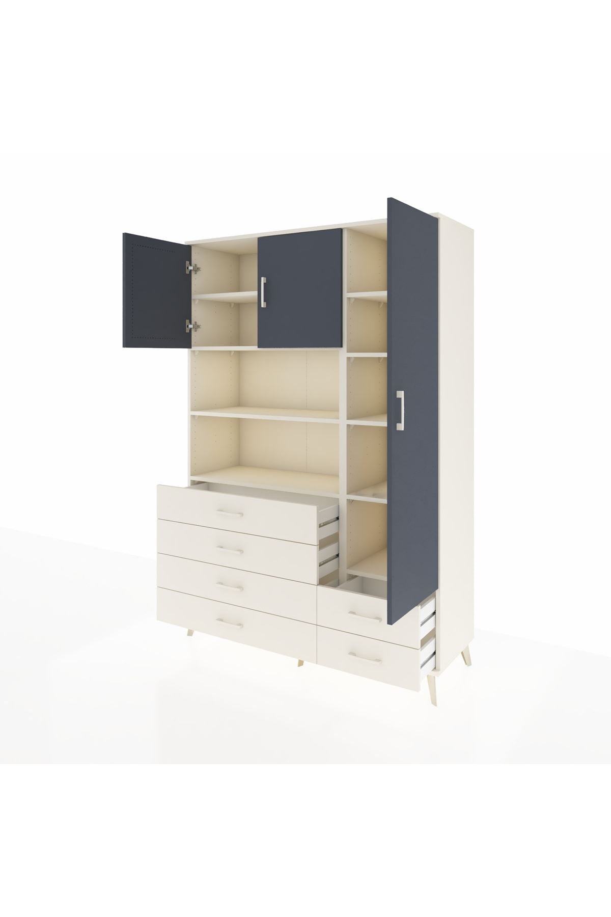 Hyperion Dolap 9 Raflı 6 Çekmeceli 3 Kapaklı 132x44x195 Aytaşı-Antrasit/Aytaşı