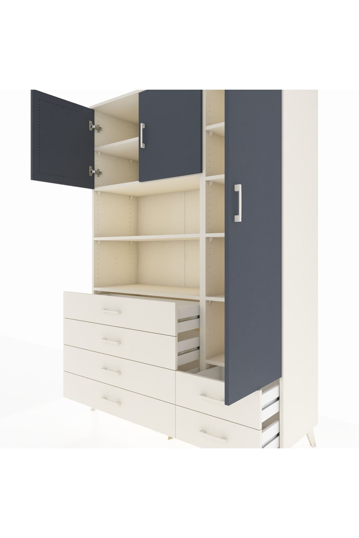 Hyperion Dolap 9 Raflı 6 Çekmeceli 3 Kapaklı 132x44x195 Aytaşı-Antrasit/Aytaşı