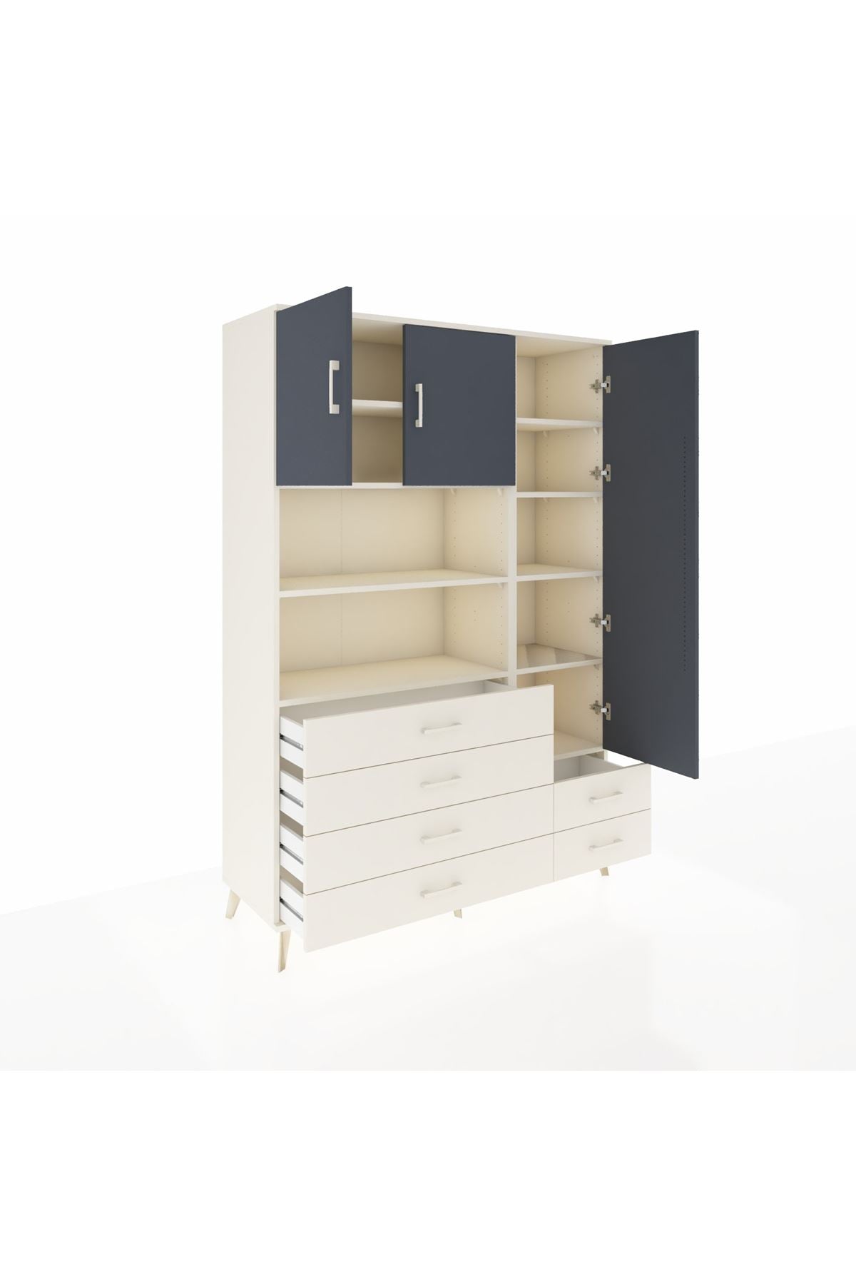 Hyperion Dolap 9 Raflı 6 Çekmeceli 3 Kapaklı 132x44x195 Aytaşı-Antrasit/Aytaşı