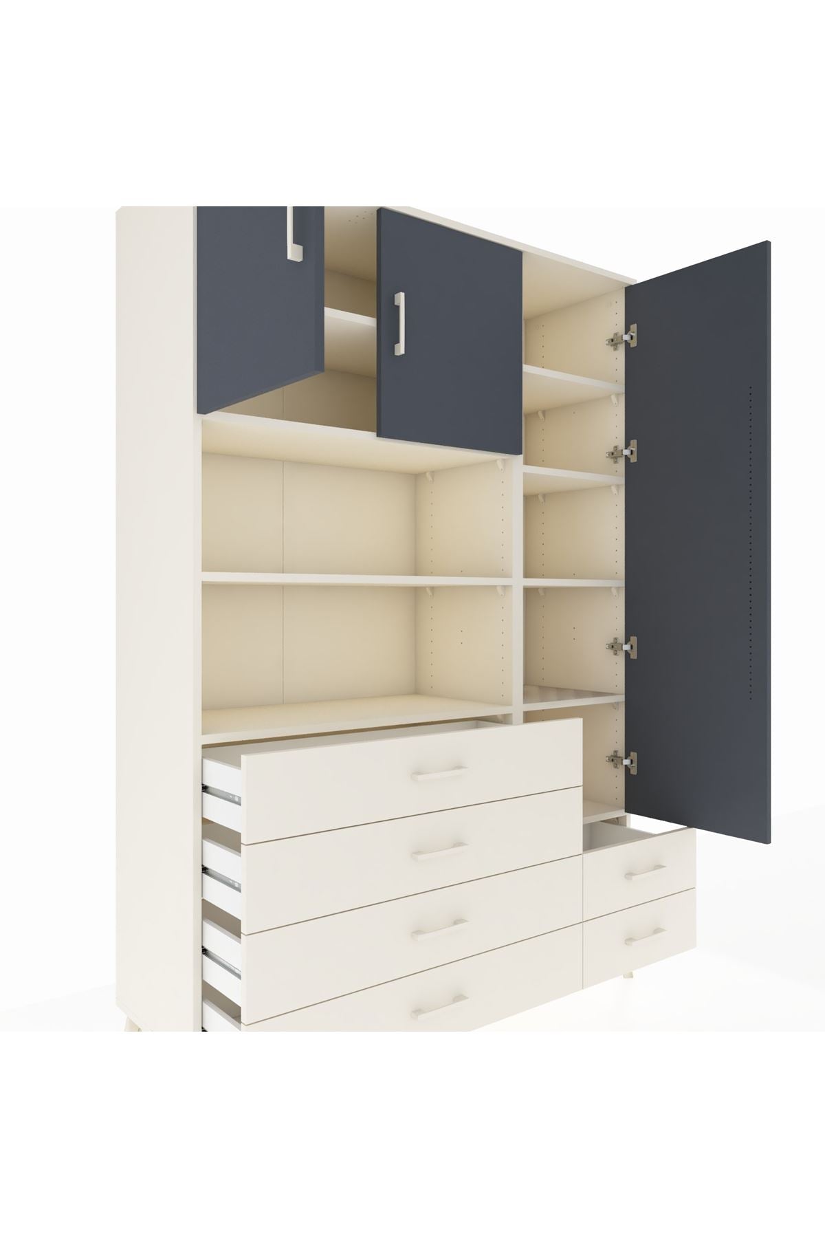 Hyperion Dolap 9 Raflı 6 Çekmeceli 3 Kapaklı 132x44x195 Aytaşı-Antrasit/Aytaşı