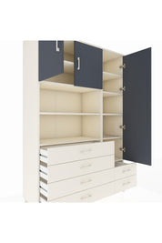 Hyperion Dolap 9 Raflı 6 Çekmeceli 3 Kapaklı 132x44x195 Aytaşı-Antrasit/Aytaşı