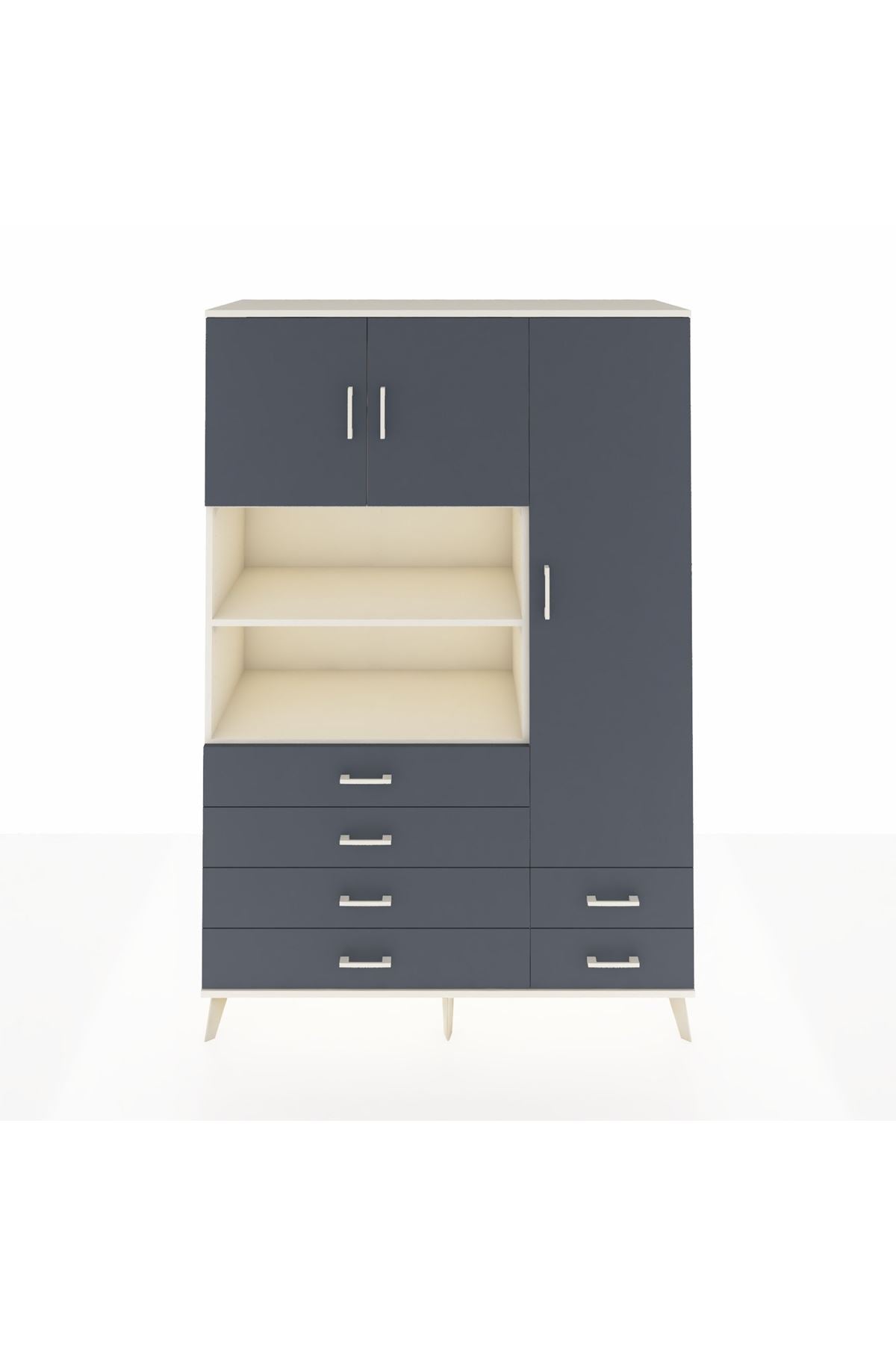 Hyperion Dolap 9 Raflı 6 Çekmeceli 3 Kapaklı 132x44x195 Aytaşı-Antrasit/Antrasit