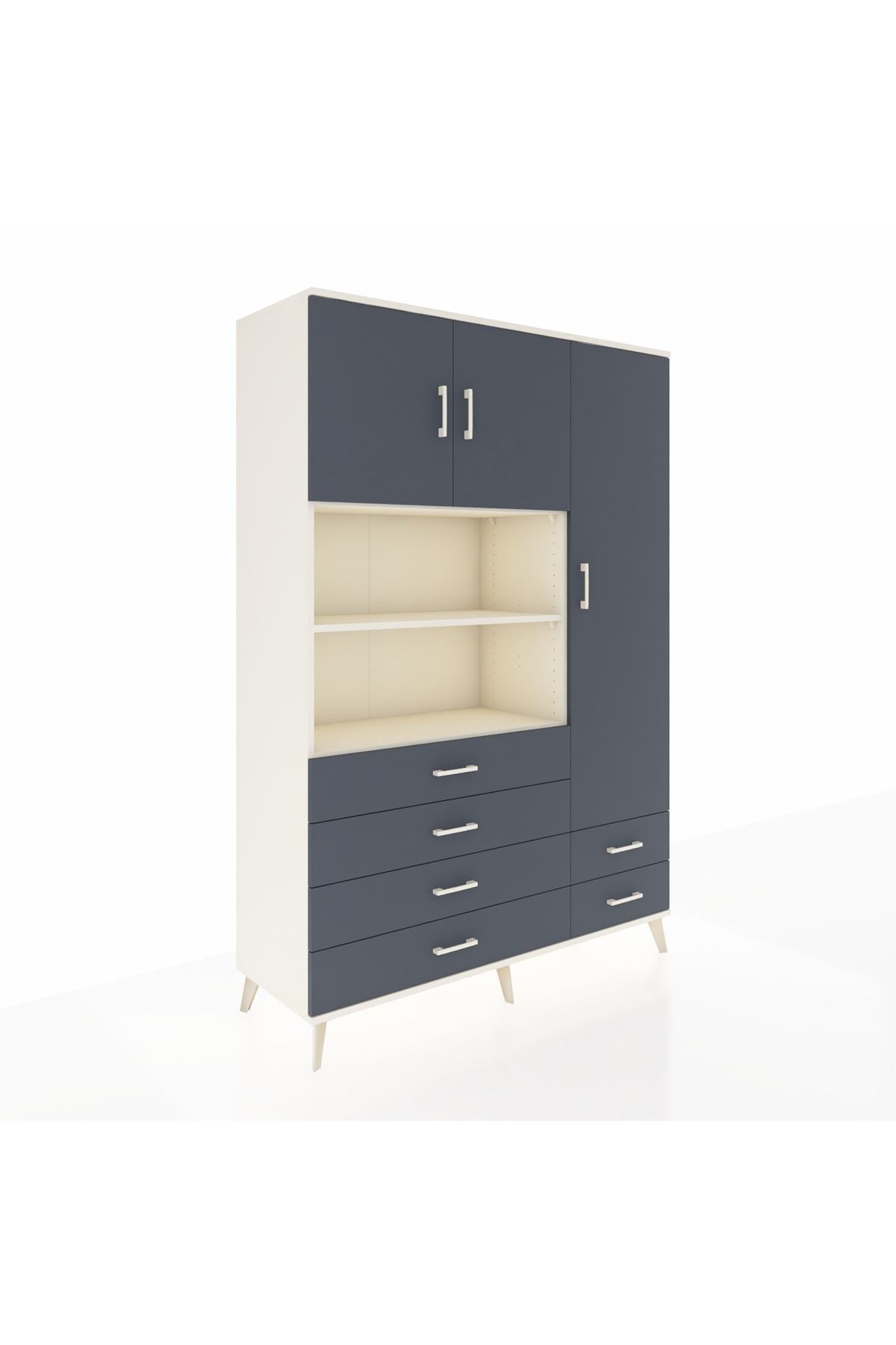 Hyperion Dolap 9 Raflı 6 Çekmeceli 3 Kapaklı 132x44x195 Aytaşı-Antrasit/Antrasit