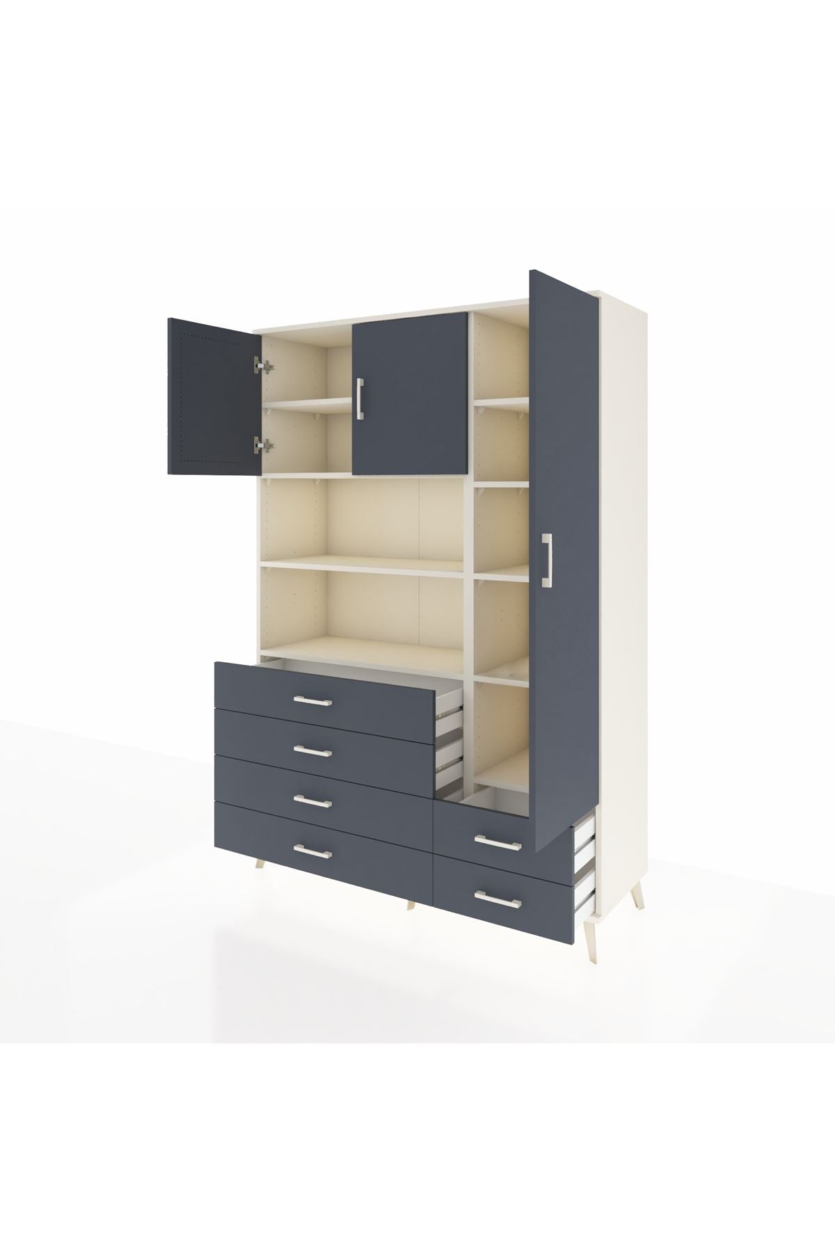 Hyperion Dolap 9 Raflı 6 Çekmeceli 3 Kapaklı 132x44x195 Aytaşı-Antrasit/Antrasit