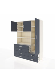 Hyperion Dolap 9 Raflı 6 Çekmeceli 3 Kapaklı 132x44x195 Aytaşı-Antrasit/Antrasit