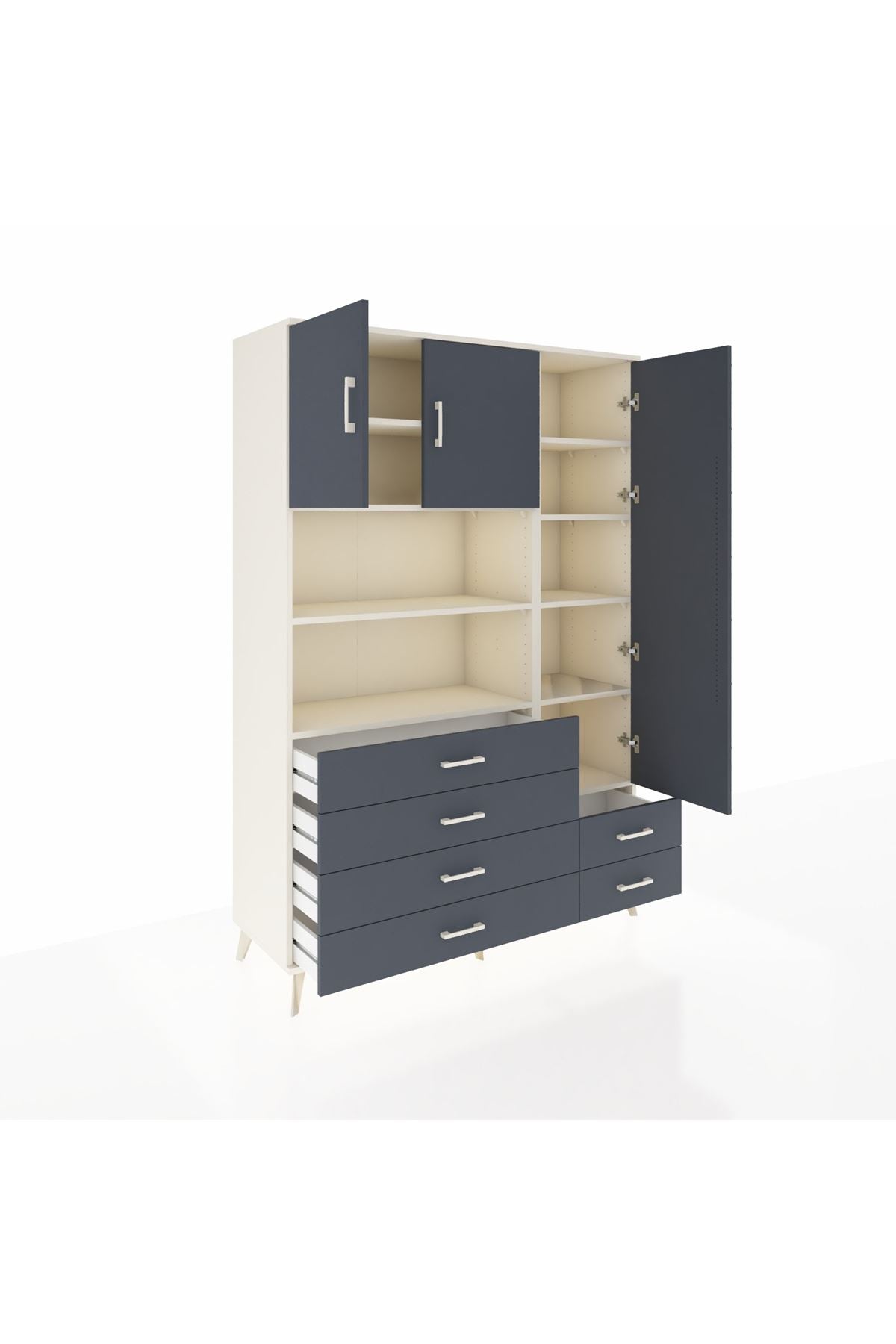 Hyperion Dolap 9 Raflı 6 Çekmeceli 3 Kapaklı 132x44x195 Aytaşı-Antrasit/Antrasit