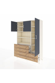 Hyperion Dolap 9 Raflı 6 Çekmeceli 3 Kapaklı 132x44x195 Aytaşı-Antrasit/Çam