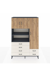 Hyperion Dolap 9 Raflı 6 Çekmeceli 3 Kapaklı 132x44x195 Antrasit-Çam/Aytaşı