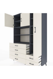 Hyperion Dolap 9 Raflı 6 Çekmeceli 3 Kapaklı 132x44x195 Antrasit-Aytaşı/Aytaşı