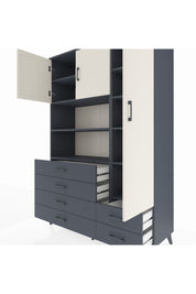 Hyperion Dolap 9 Raflı 6 Çekmeceli 3 Kapaklı 132x44x195 Antrasit-Aytaşı/Antrasit