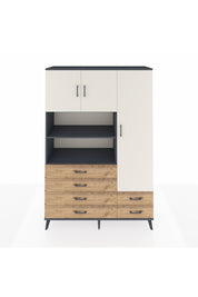 Hyperion Dolap 9 Raflı 6 Çekmeceli 3 Kapaklı 132x44x195 Antrasit-Aytaşı/Çam