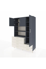 Hyperion Dolap 9 Raflı 6 Çekmeceli 3 Kapaklı 132x44x195 Antrasit-Antrasit/Aytaşı