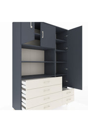 Hyperion Dolap 9 Raflı 6 Çekmeceli 3 Kapaklı 132x44x195 Antrasit-Antrasit/Aytaşı