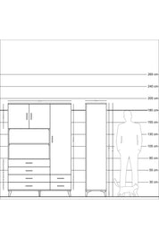 Hyperion Dolap 9 Raflı 6 Çekmeceli 3 Kapaklı 132x44x195 Antrasit-Antrasit/Aytaşı