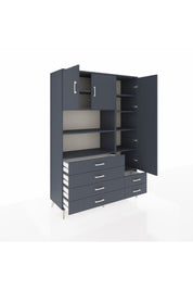 Hyperion Dolap 9 Raflı 6 Çekmeceli 3 Kapaklı 132x44x195 Antrasit-Antrasit/Antrasit