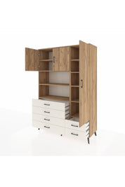 Hyperion Dolap 9 Raflı 6 Çekmeceli 3 Kapaklı 132x44x195 Çam-Çam/Aytaşı