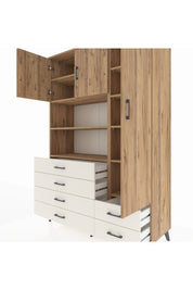 Hyperion Dolap 9 Raflı 6 Çekmeceli 3 Kapaklı 132x44x195 Çam-Çam/Aytaşı