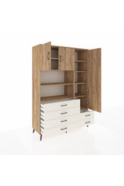 Hyperion Dolap 9 Raflı 6 Çekmeceli 3 Kapaklı 132x44x195 Çam-Çam/Aytaşı