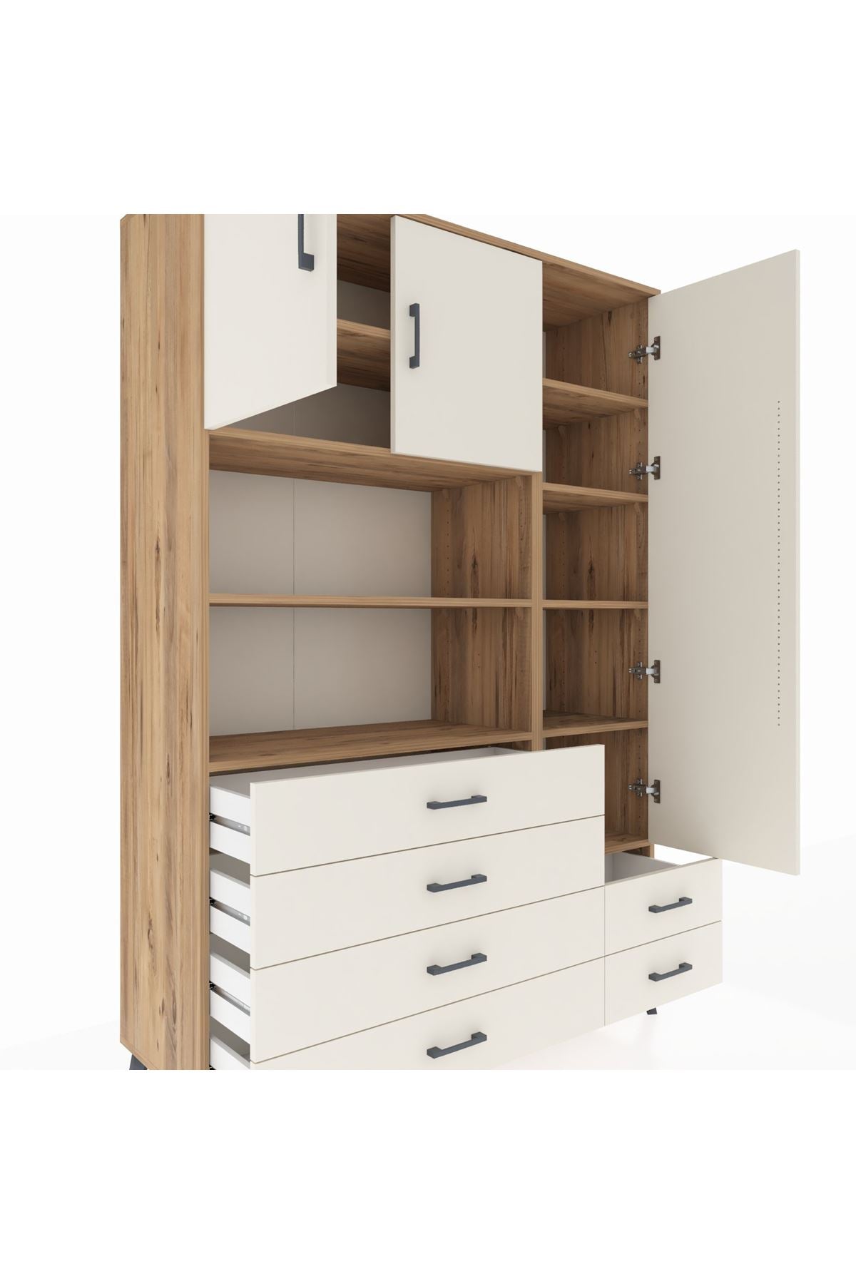 Hyperion Dolap 9 Raflı 6 Çekmeceli 3 Kapaklı 132x44x195 Çam-Aytaşı/Aytaşı