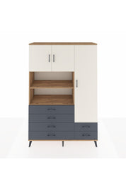 Hyperion Dolap 9 Raflı 6 Çekmeceli 3 Kapaklı 132x44x195 Çam-Aytaşı/Antrasit