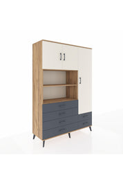 Hyperion Dolap 9 Raflı 6 Çekmeceli 3 Kapaklı 132x44x195 Çam-Aytaşı/Antrasit