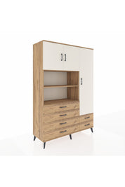 Hyperion Dolap 9 Raflı 6 Çekmeceli 3 Kapaklı 132x44x195 Çam-Aytaşı/Çam
