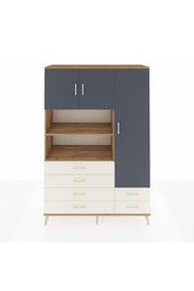 Hyperion Dolap 9 Raflı 6 Çekmeceli 3 Kapaklı 132x44x195 Çam-Antrasit/Aytaşı