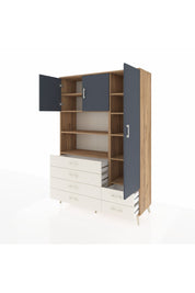 Hyperion Dolap 9 Raflı 6 Çekmeceli 3 Kapaklı 132x44x195 Çam-Antrasit/Aytaşı