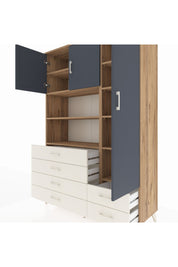 Hyperion Dolap 9 Raflı 6 Çekmeceli 3 Kapaklı 132x44x195 Çam-Antrasit/Aytaşı