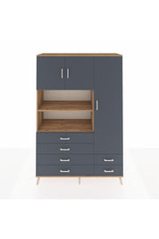Hyperion Dolap 9 Raflı 6 Çekmeceli 3 Kapaklı 132x44x195 Çam-Antrasit/Antrasit