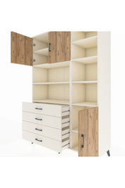 Hyperion Dolap 9 Raflı 4 Çekmeceli 3 Kapaklı 132x44x195 Aytaşı-Çam/Aytaşı