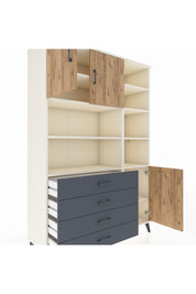 Hyperion Dolap 9 Raflı 4 Çekmeceli 3 Kapaklı 132x44x195 Aytaşı-Çam/Antrasit