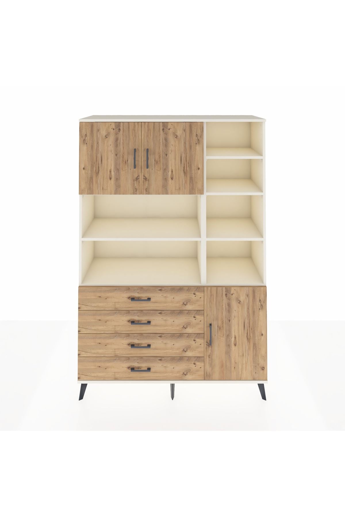 Hyperion Dolap 9 Raflı 4 Çekmeceli 3 Kapaklı 132x44x195 Aytaşı-Çam/Çam