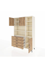 Hyperion Dolap 9 Raflı 4 Çekmeceli 3 Kapaklı 132x44x195 Aytaşı-Çam/Çam