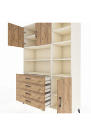 Hyperion Dolap 9 Raflı 4 Çekmeceli 3 Kapaklı 132x44x195 Aytaşı-Çam/Çam