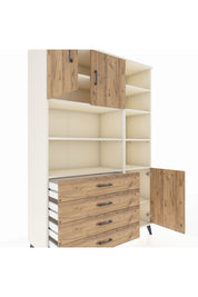 Hyperion Dolap 9 Raflı 4 Çekmeceli 3 Kapaklı 132x44x195 Aytaşı-Çam/Çam