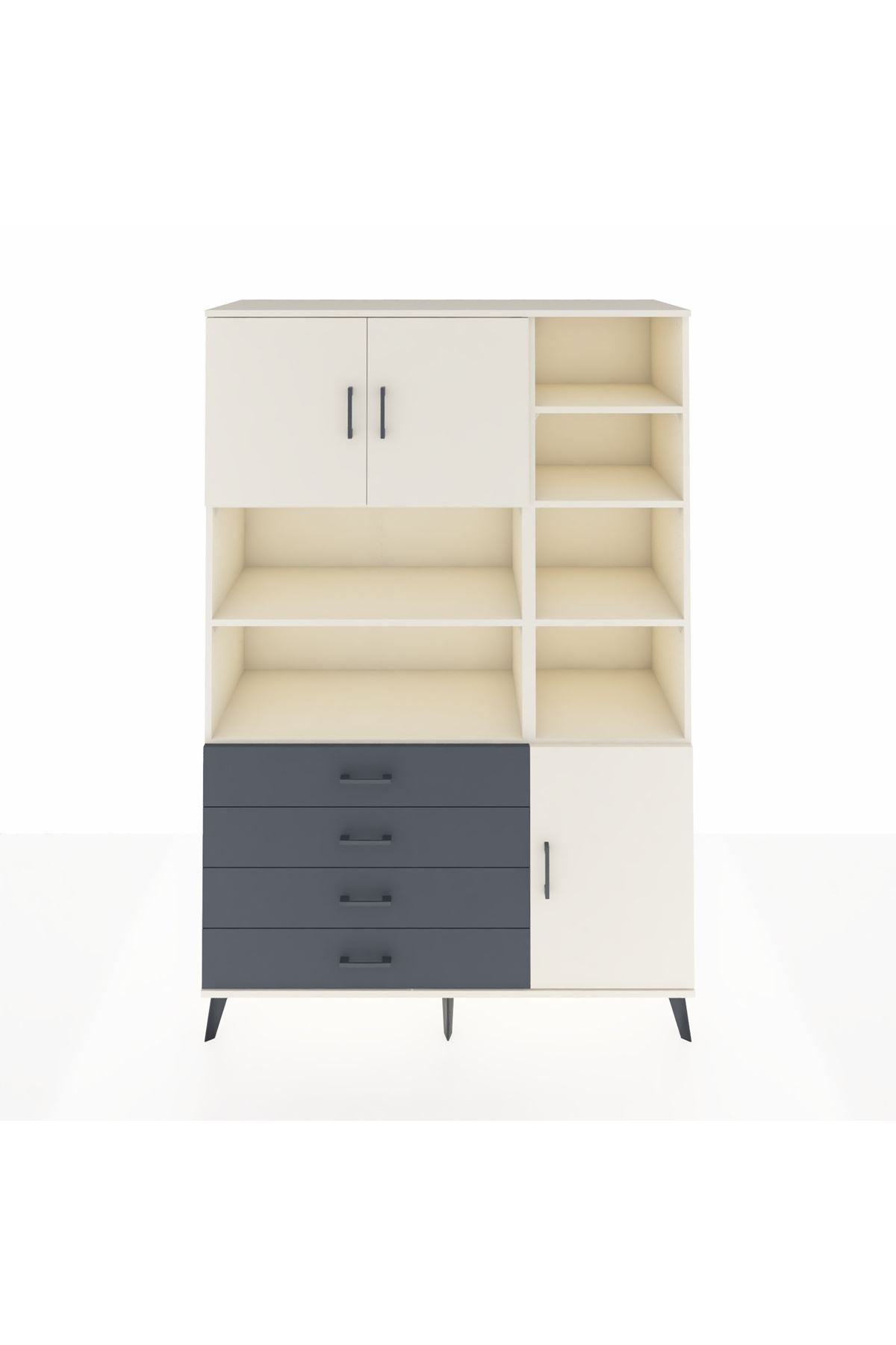 Hyperion Dolap 9 Raflı 4 Çekmeceli 3 Kapaklı 132x44x195 Aytaşı-Aytaşı/Antrasit