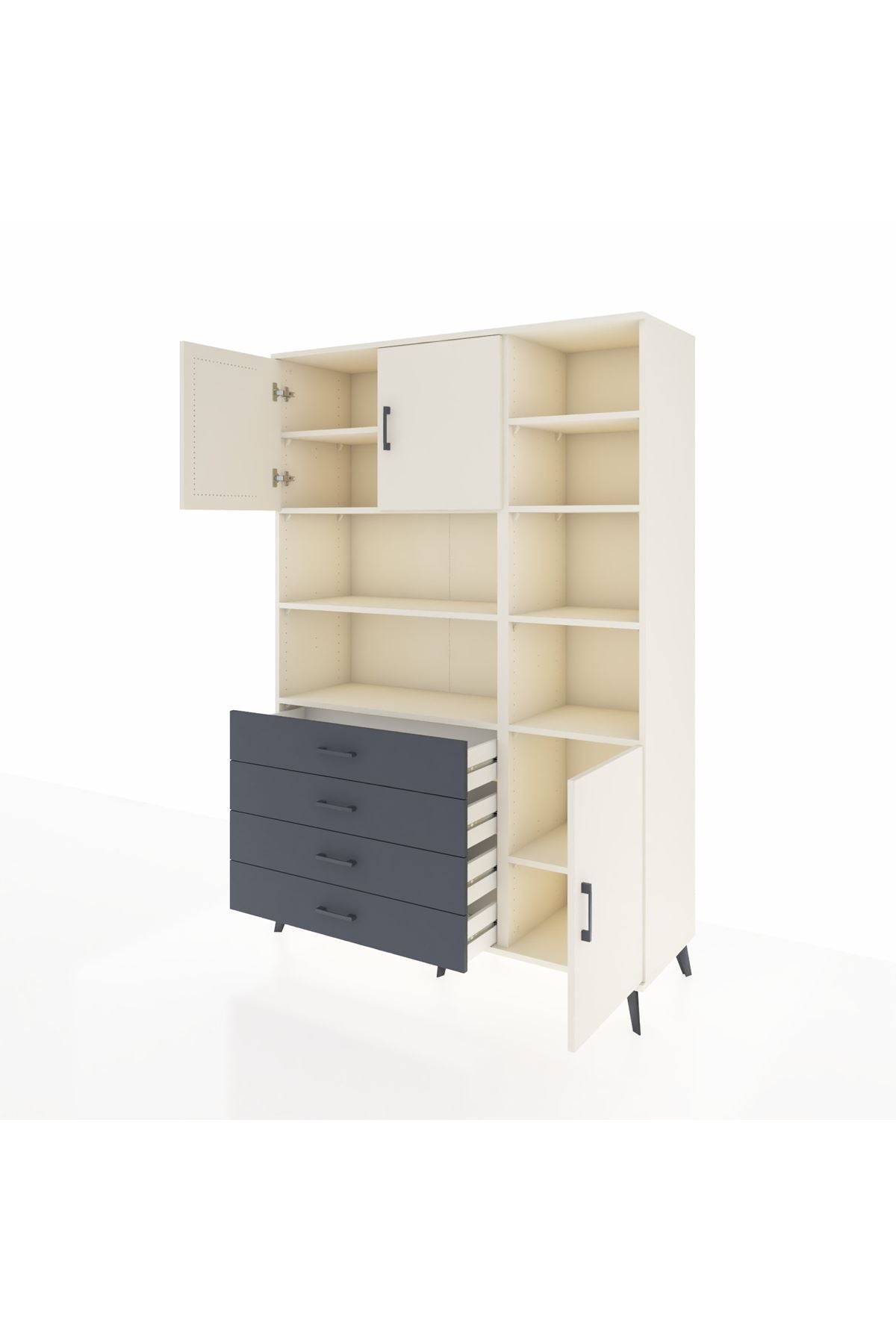 Hyperion Dolap 9 Raflı 4 Çekmeceli 3 Kapaklı 132x44x195 Aytaşı-Aytaşı/Antrasit