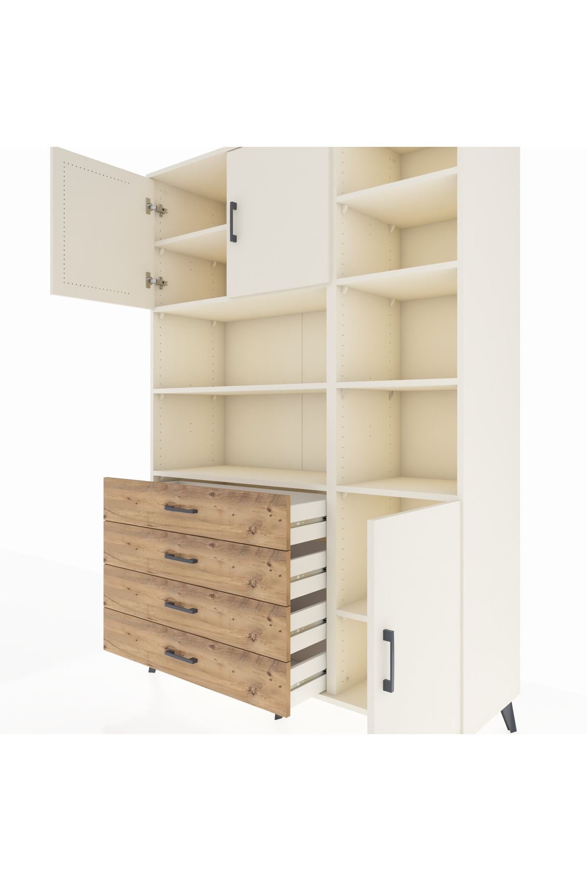 Hyperion Dolap 9 Raflı 4 Çekmeceli 3 Kapaklı 132x44x195 Aytaşı-Aytaşı/Çam