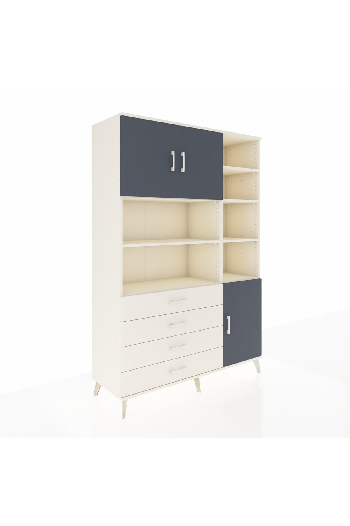 Hyperion Dolap 9 Raflı 4 Çekmeceli 3 Kapaklı 132x44x195 Aytaşı-Antrasit/Aytaşı