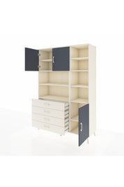 Hyperion Dolap 9 Raflı 4 Çekmeceli 3 Kapaklı 132x44x195 Aytaşı-Antrasit/Aytaşı