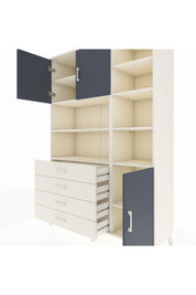 Hyperion Dolap 9 Raflı 4 Çekmeceli 3 Kapaklı 132x44x195 Aytaşı-Antrasit/Aytaşı