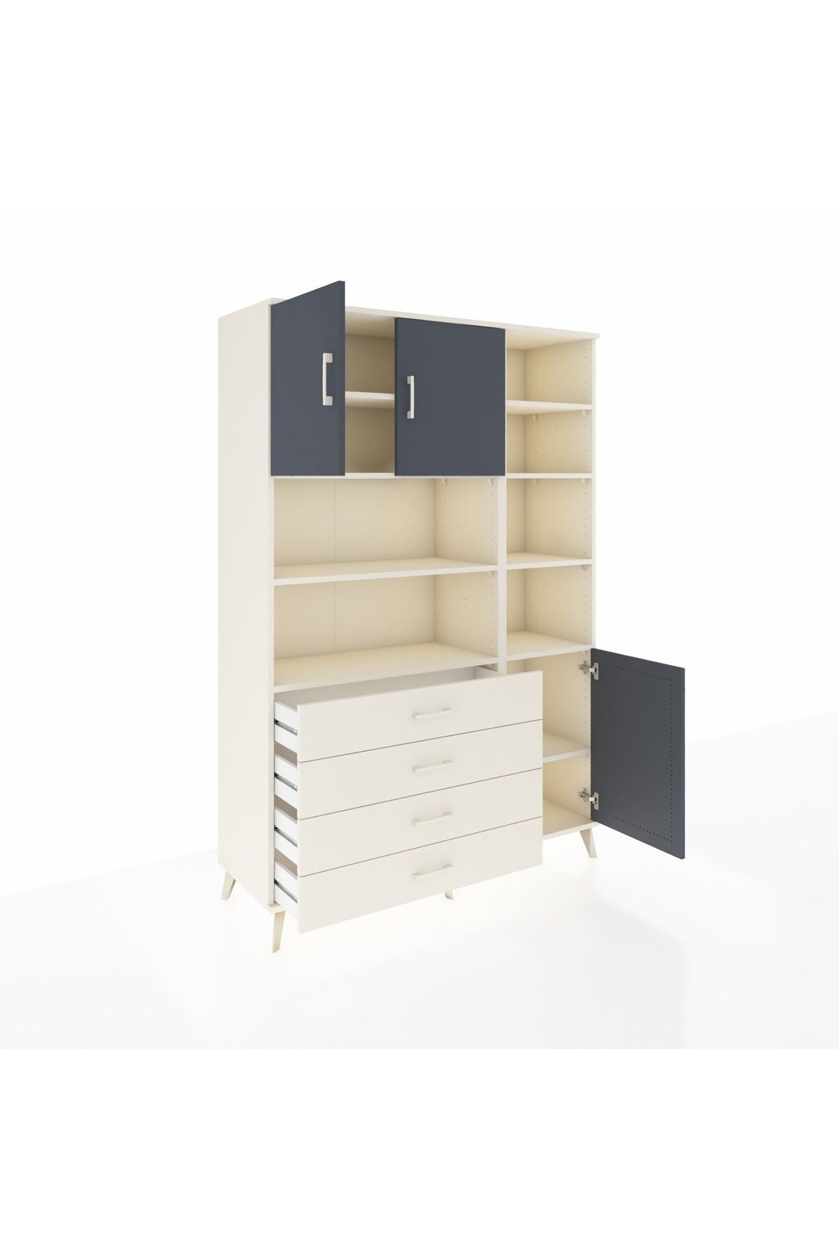 Hyperion Dolap 9 Raflı 4 Çekmeceli 3 Kapaklı 132x44x195 Aytaşı-Antrasit/Aytaşı