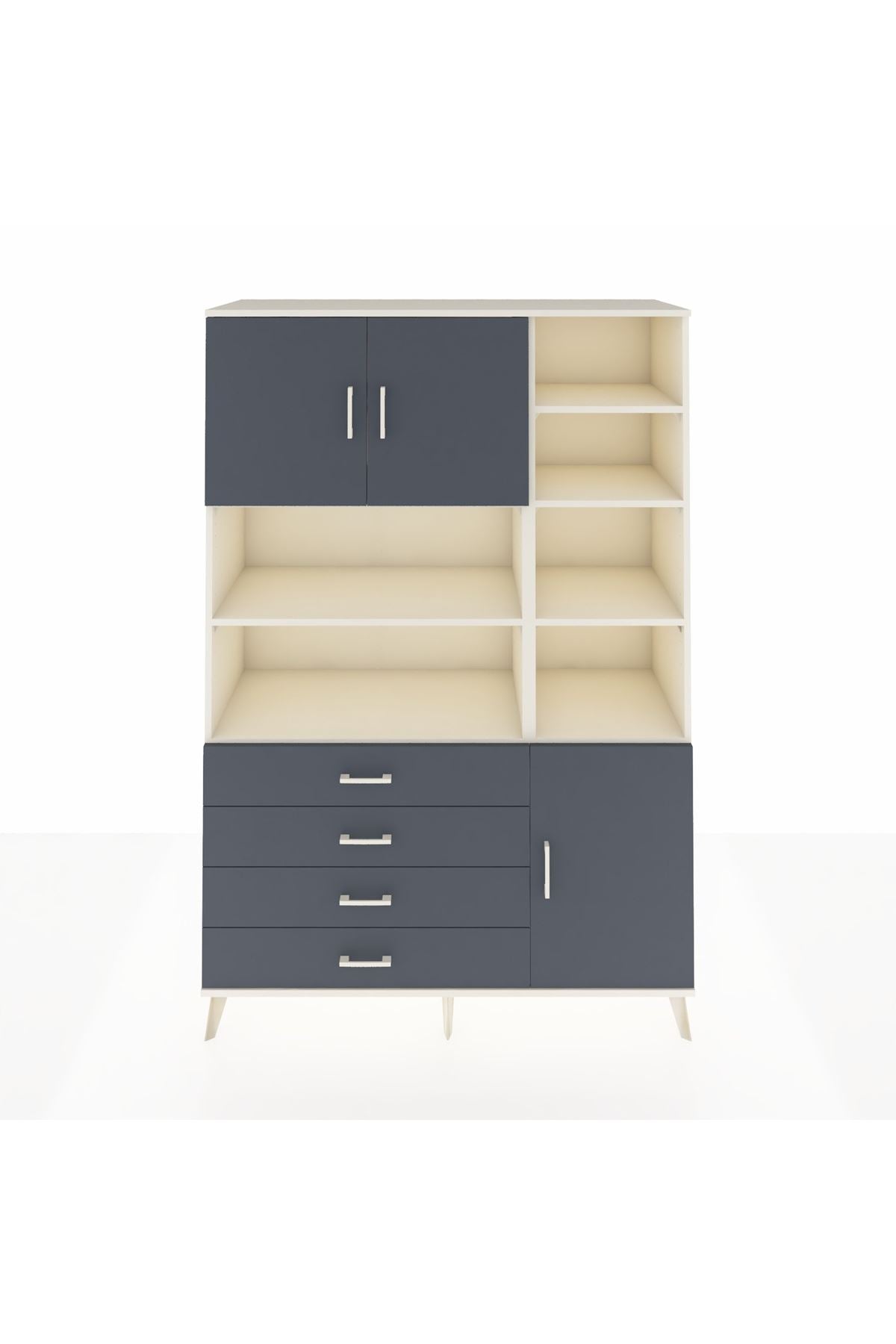 Hyperion Dolap 9 Raflı 4 Çekmeceli 3 Kapaklı 132x44x195 Aytaşı-Antrasit/Antrasit